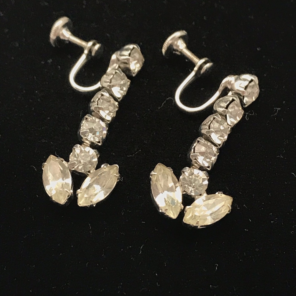 Vintage Kramer of NY Rhinestone Silver-tone Screw On Earrings